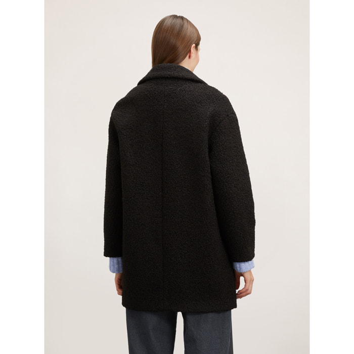 Motivi - Abrigo de botonadura simple en paño bouclé - Negro
