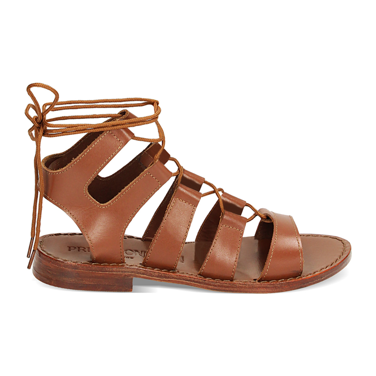 Sandali bassi cognac in pelle