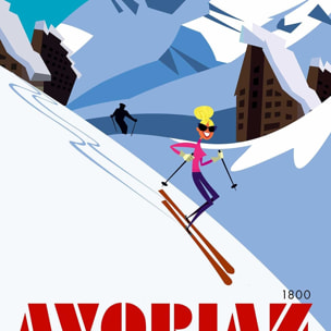 Poster de avoriaz 1800 porte du soleil Affiche sous cadre bois