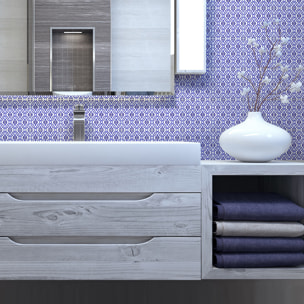 Stickers muraux - Sticker Mural Carrelage adhésif Cuisine Salle de Bain - 60 STICKERS CARREAUX DE CIMENT ORIENTAL LIWA