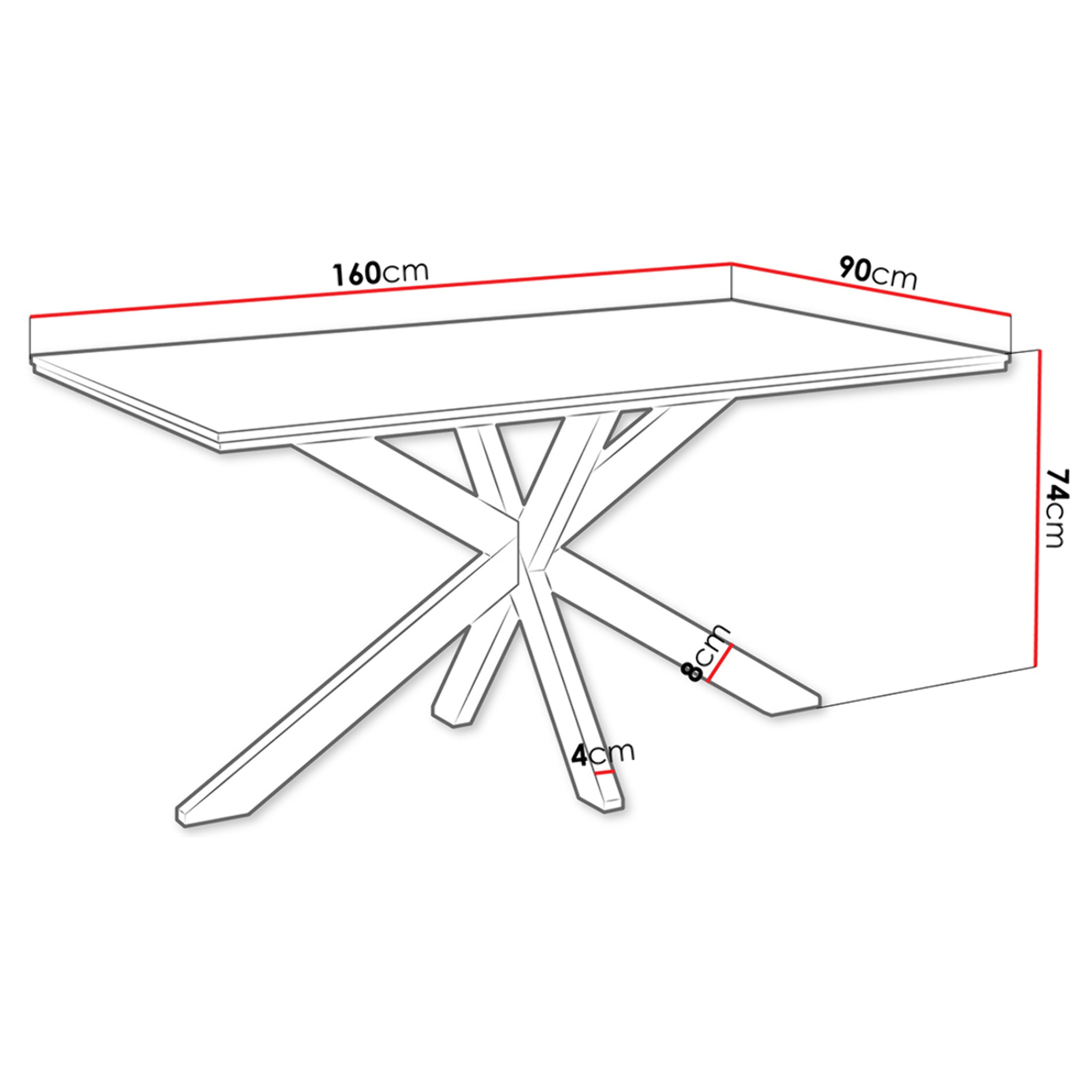 Tom - table à manger - plateau effet marbre - pieds en métal - 4 à 6 personnes - Blanc / Noir