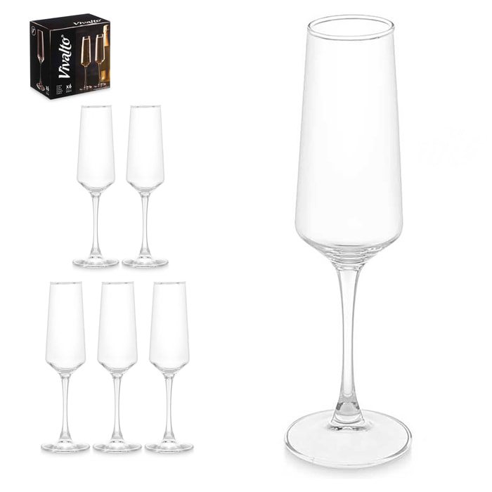 PACK 6 COPAS CHAMPAGNE CONICA 250ML