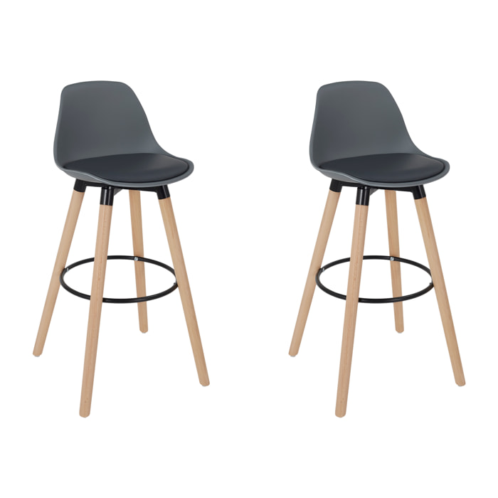 Tabouret De Bar Walt Gris - Lot De 2