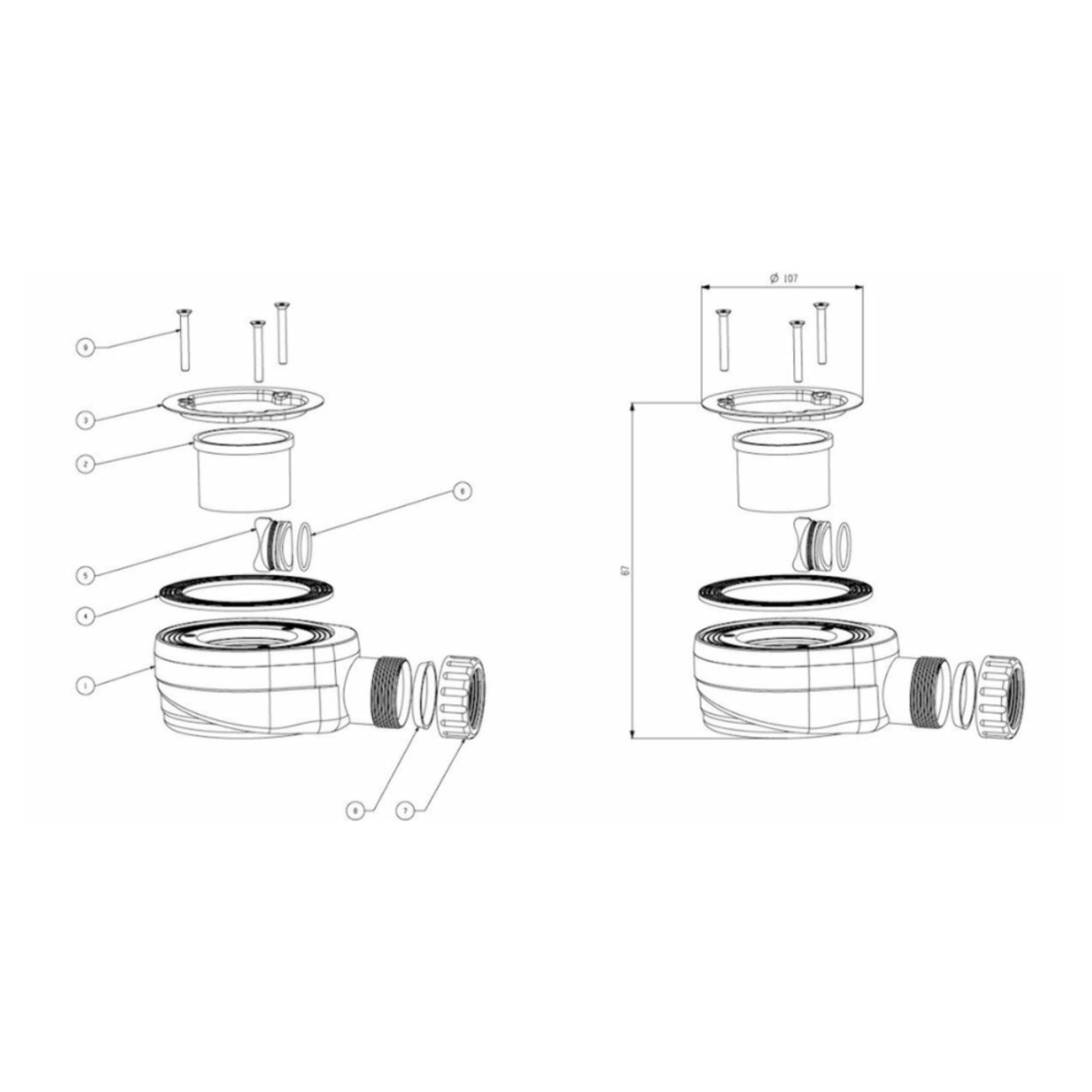 Vision Receveur de douche 140x80cm + Siphon Eslim90. Marbre coulé, blanc (SATSVVI14080B-S)