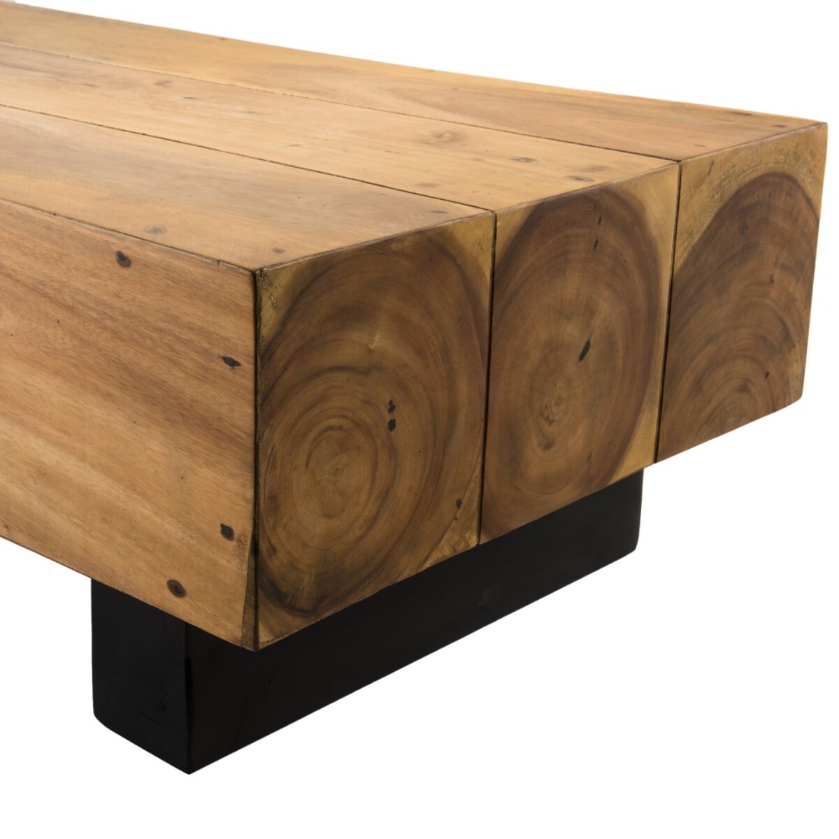 SAM - Table basse poutres 120x60cm bois Suar pieds noirs