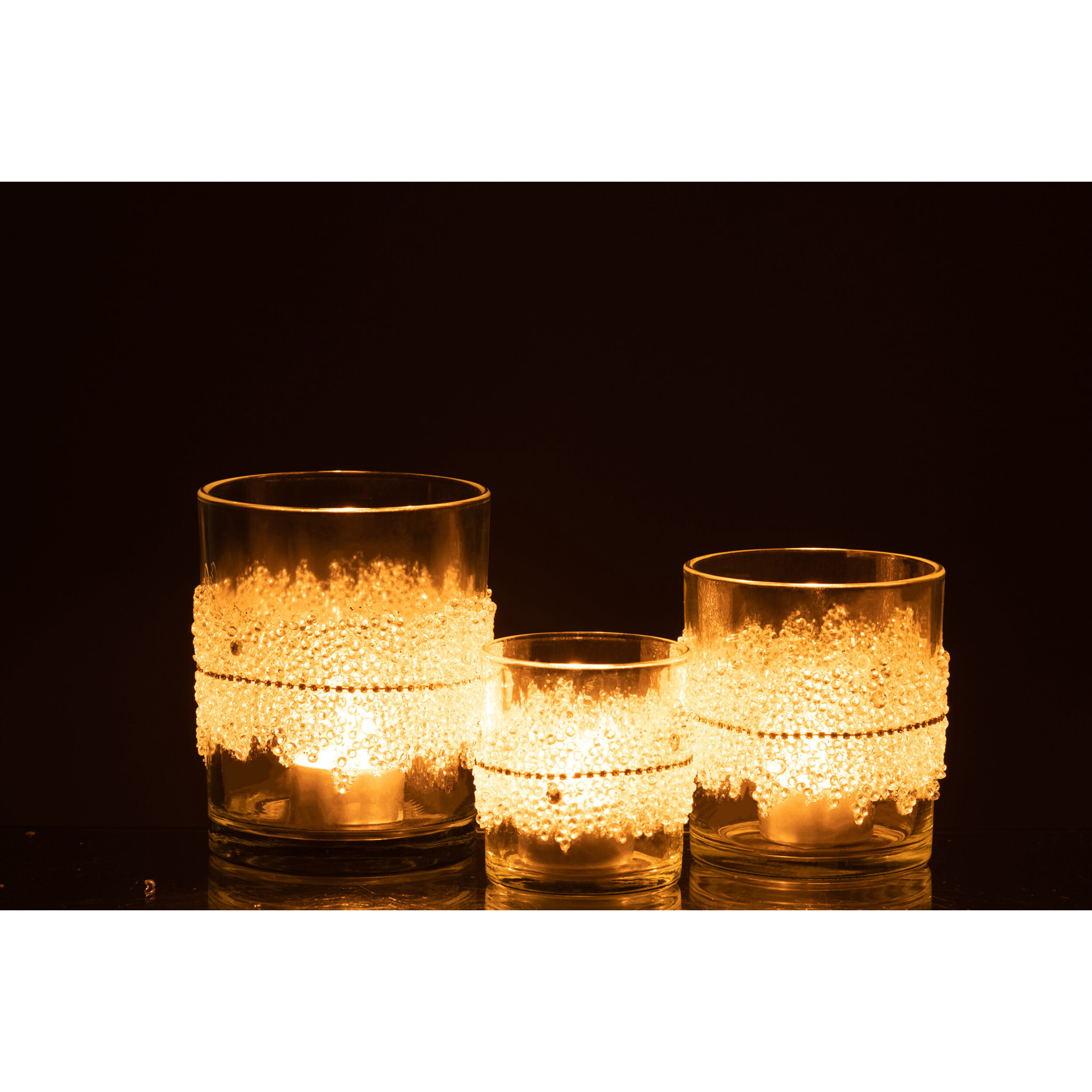 J-Line photophore Glace Diamant Lignes - verre - transparent - large