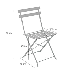 Set balcone con sedie e tavolino in acciaio pieghevoli Dalia grigio