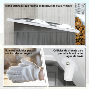 Caseta de Jardín Exterior, 2,55 m² 221x133x190 cm, Cobertizo de Jardín Exterior Metálico con Ventana, Puerta con Cerradura y Ventilaciones, para Almacenamiento de Herramientas, Gris Oscuro