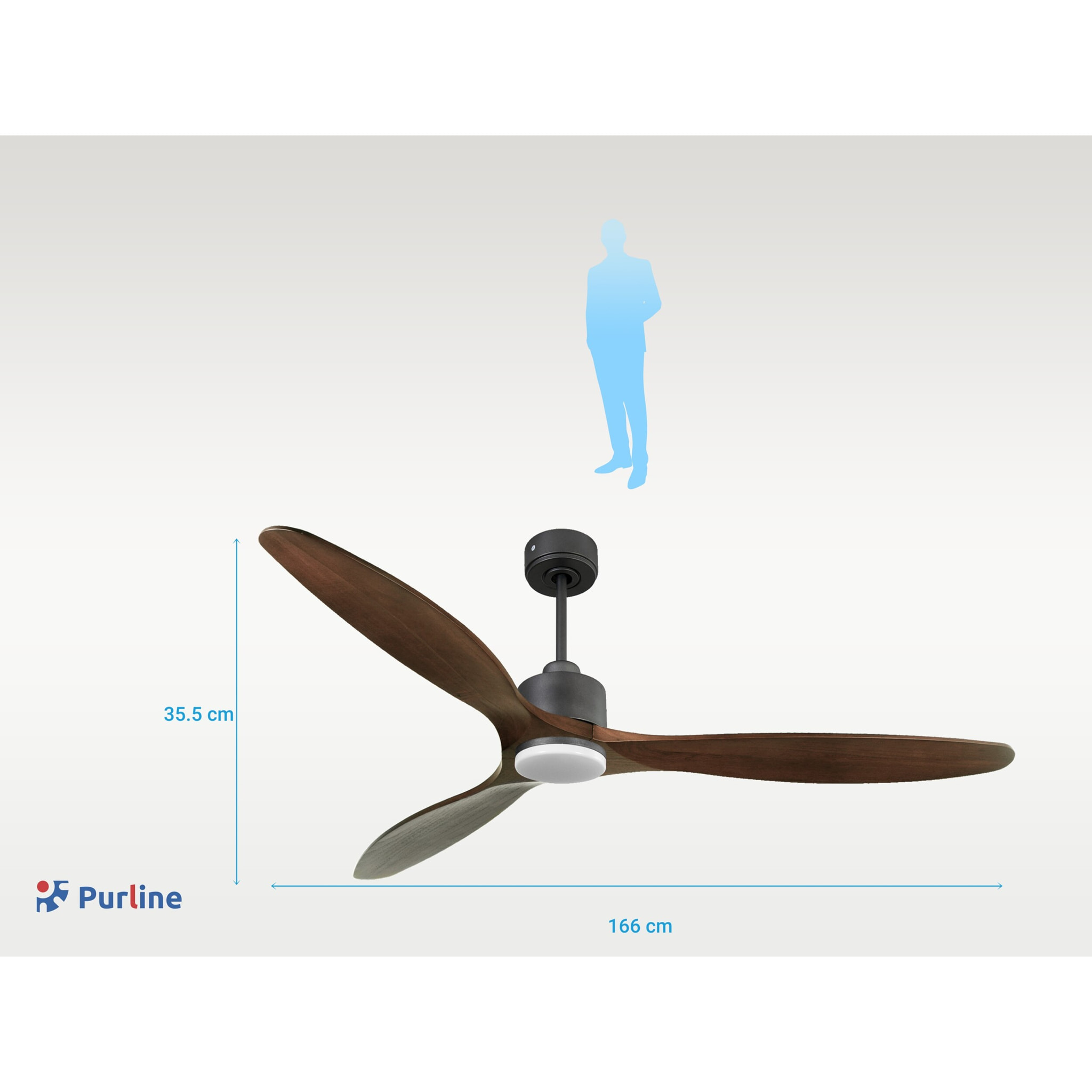 Ventilador de techo Modo Invierno/Verano Termostato Dimable Wifi Motor DC Techos Inclinados Mando a Distancia Luz tres tonos Hypersilence Memoria Vendible Shopify (AUTOMATICO) SabaD166C03LED65266 PURLINE