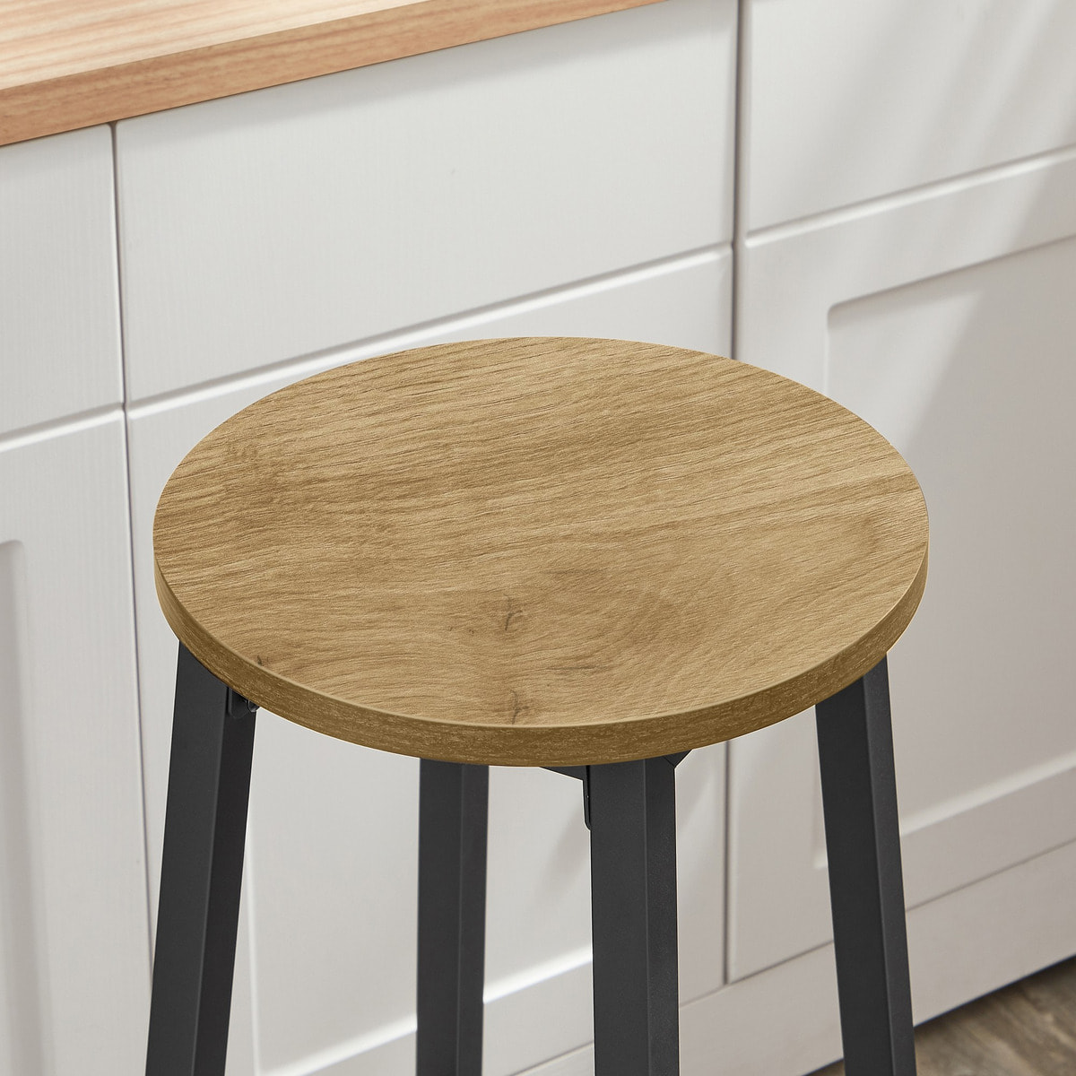 Sgabello bar Artisan in legno e acciaio nero