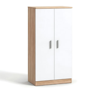 Zapatero de 2 puertas en blanco mate y roble canadian 55x108 cm Liam Roble Canadian - Blanco Artik (Blanco Mate)