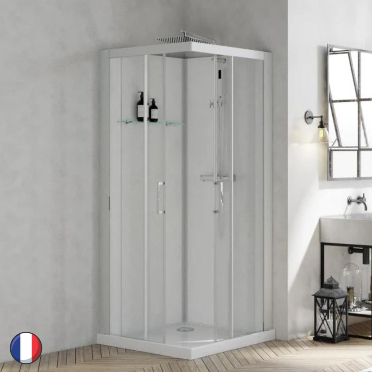 KINEDO Cabine de douche Brooklyn 110 X 80 Rectangle porte coulissante Gris