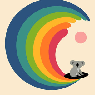 Affiche  surf and koala Affiche sous cadre bois