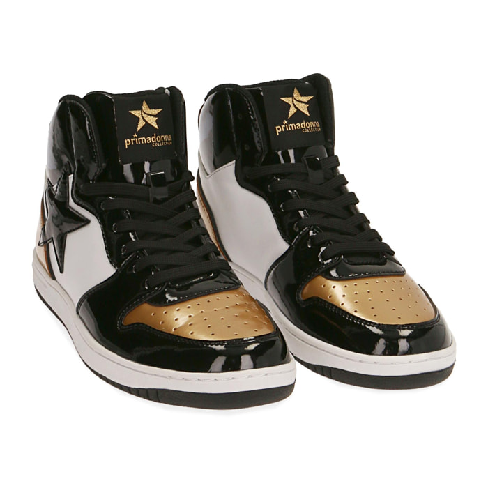 Sneakers in vernice nero/oro