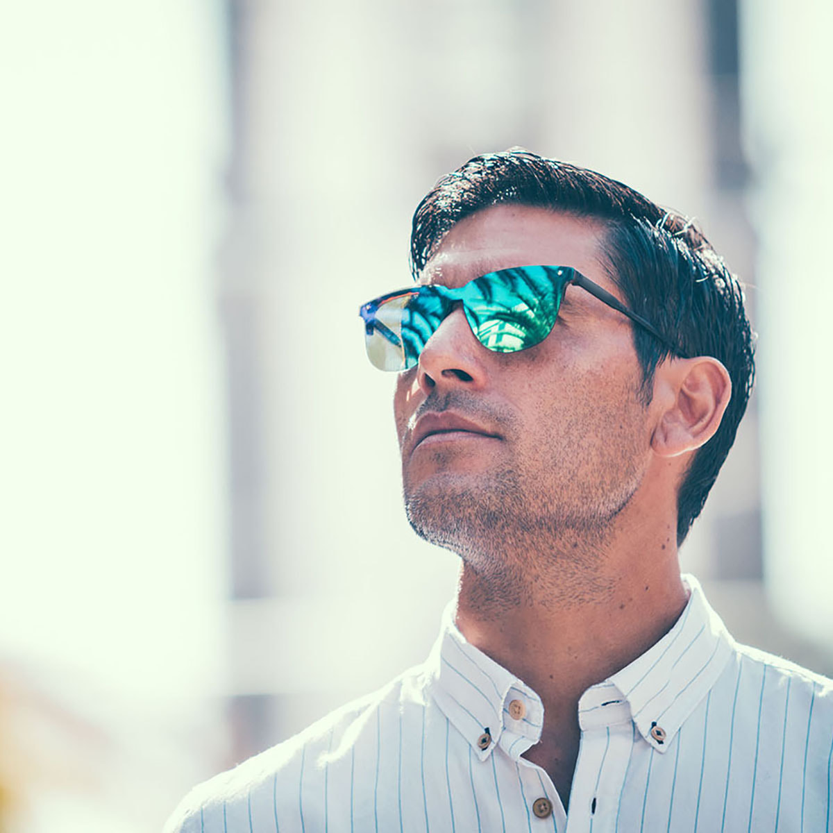Gafas de sol OCEAN LAFITENIA - Negro mate / Plana revo azul cielo