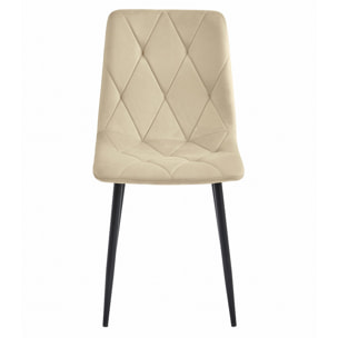 Set di 3 Sedie Libra in Velluto Beige con Gambe Nere