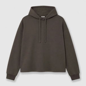Felpa con cappuccio in stile modal da donna grigio marengo