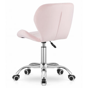Sedia da ufficio girevole Avola in velluto rosa chiaro