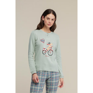Pigiama donna yuppie christmas in caldo cotone con collo due bottoni Noidinotte