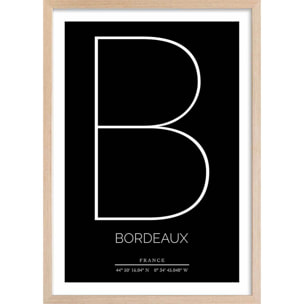 Poster b bordeaux Affiche + cadre en bois - Chêne