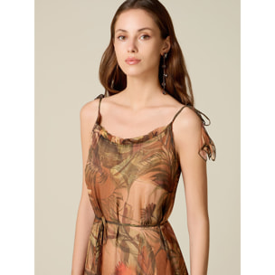 Oltre - Vestito lungo in chiffon misto seta - Marrone