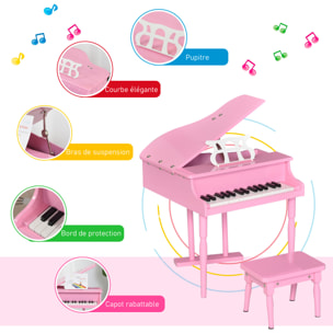 Piano à queue électronique 37 touches multifonctions avec micro haut parleur rose