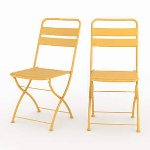 Lot de 2 chaises de jardin en métal jaune beurre, pliantes - Yumi