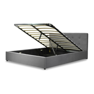 Lit coffre Electrobox | Ouverture électrique automatisée | Télécommande incluse | Espace de Stockage jusqu'à 900 L | Fiable et robuste | Tissu | Gris clair