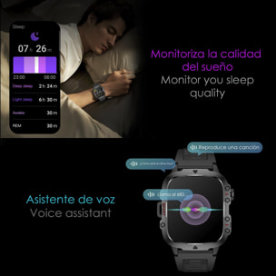 DAM Smartwatch QX11 outdoor. Llamadas Bluetooth, notificaciones push, más de 100 modos deportivos. Monitor cardiaco y O2. 5x1,2x4,3 Cm. Color: Negro