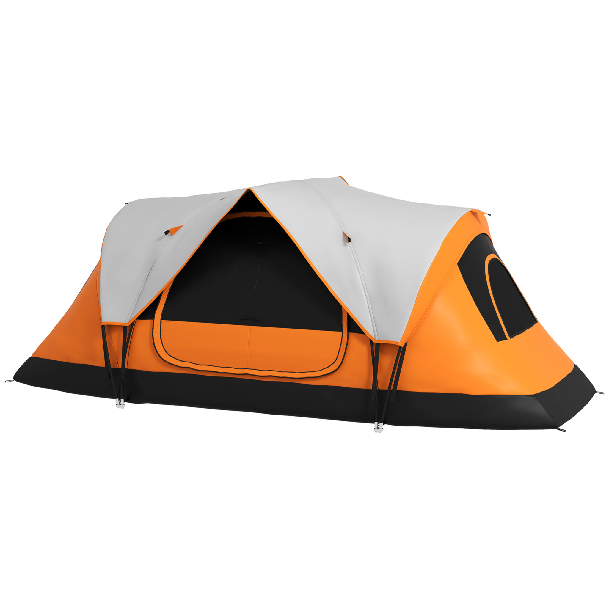 Tente de camping familiale 6-8 pers. double toit étanche 2 000 mm moustiquaire sac de tranport orange