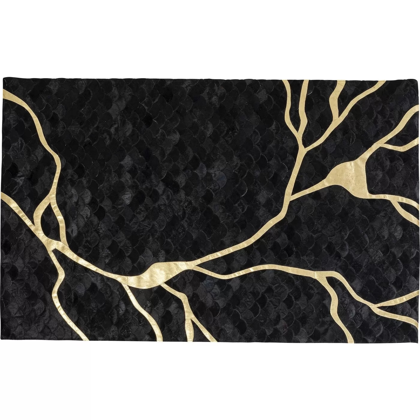 Tapis Fulmine 240x170cm noir et doré Kare Design