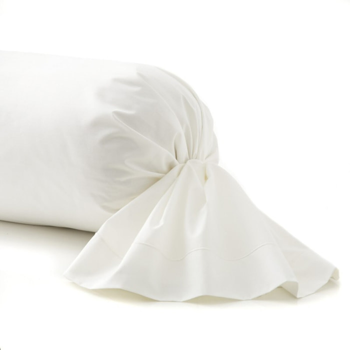 Taie de traversin unie en satin de coton, Made in France, TRIUMPH LINE , Blanc
