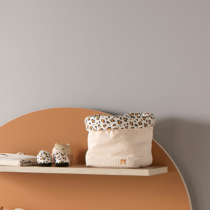 Lot de 2 panières de rangement en velours côtelé détail léopard