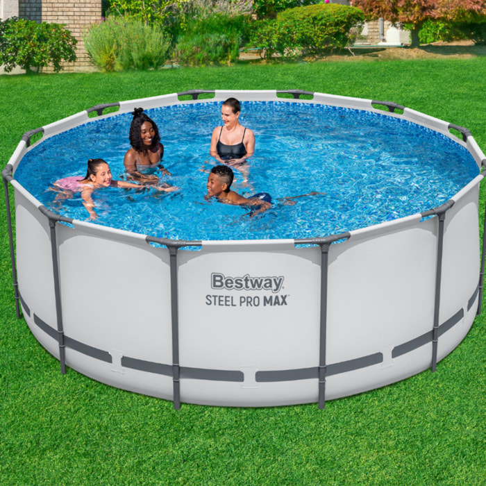 Bestway Piscine hors sol tubulaire ronde Bestway Steel Pro Max 366 x 122 cm gris clair
