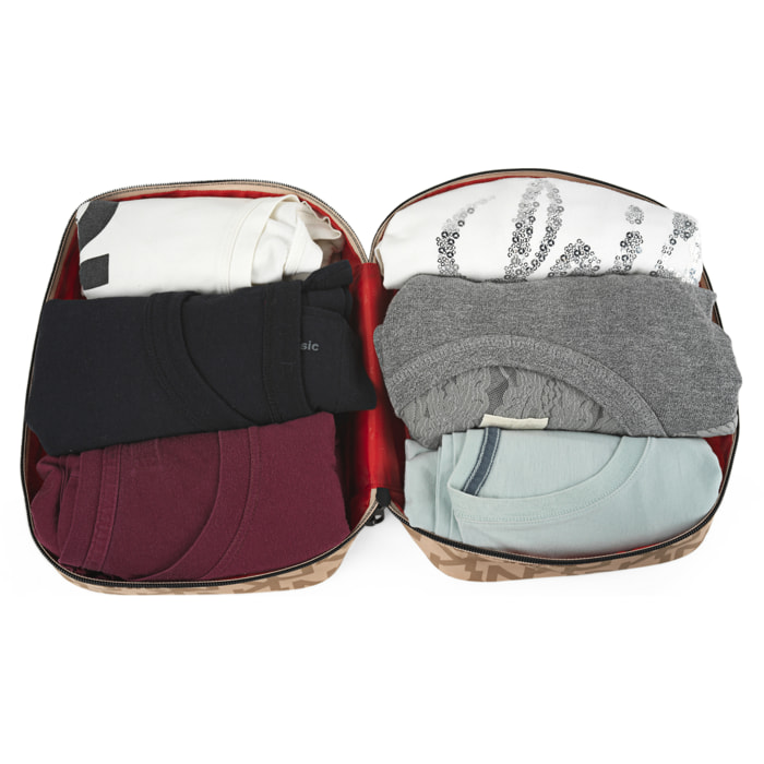Bolsa Organizador De Equipaje Dkny Dkny-922 Signature Packing Cubes Beige Exploded Logo