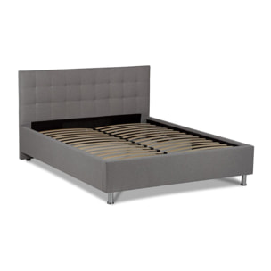 Lit coffre Daniella tissu gris - 2 Places