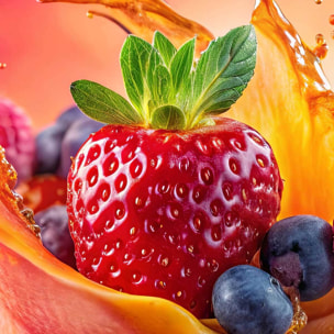 Affiche encadrée fruits éclaboussés sur fond noir Affiche + cadre en métal - Noir