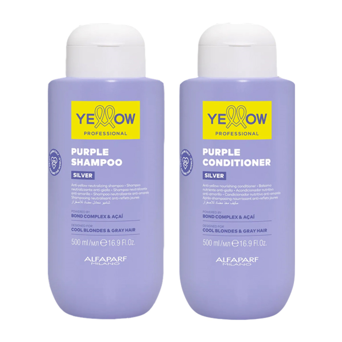 ALFAPARF Yellow Kit Purple Silver Shampoo 500ml + Conditioner 500ml