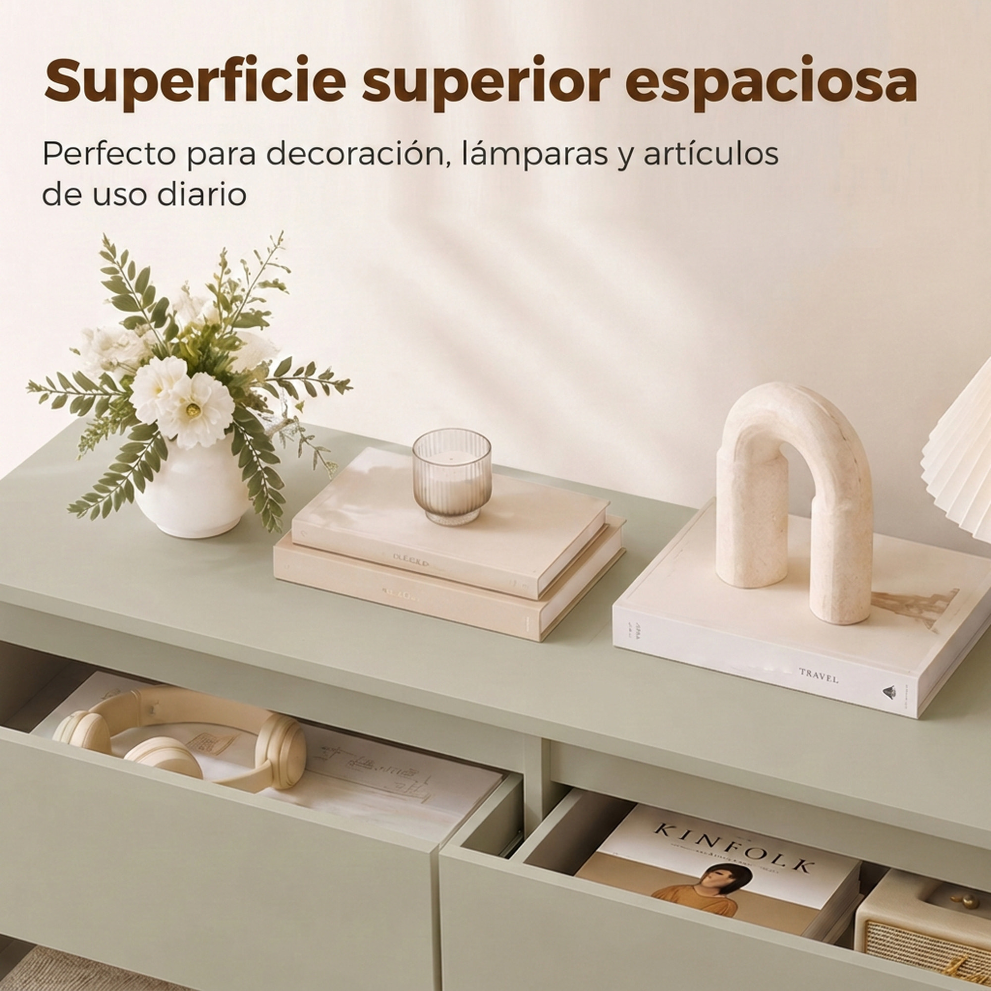 HOMCOM Cómoda de 6 Cajones para Dormitorio, Cajonera Estrecha, Sinfonier Moderno, Soporte para TV hasta 47 Pulgadas, para Salón, Vestidor, Pasillo, 100x35x69 cm, Marrón Claro