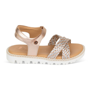 Sandalia Sport Piel Natural. Velcro/Trenza