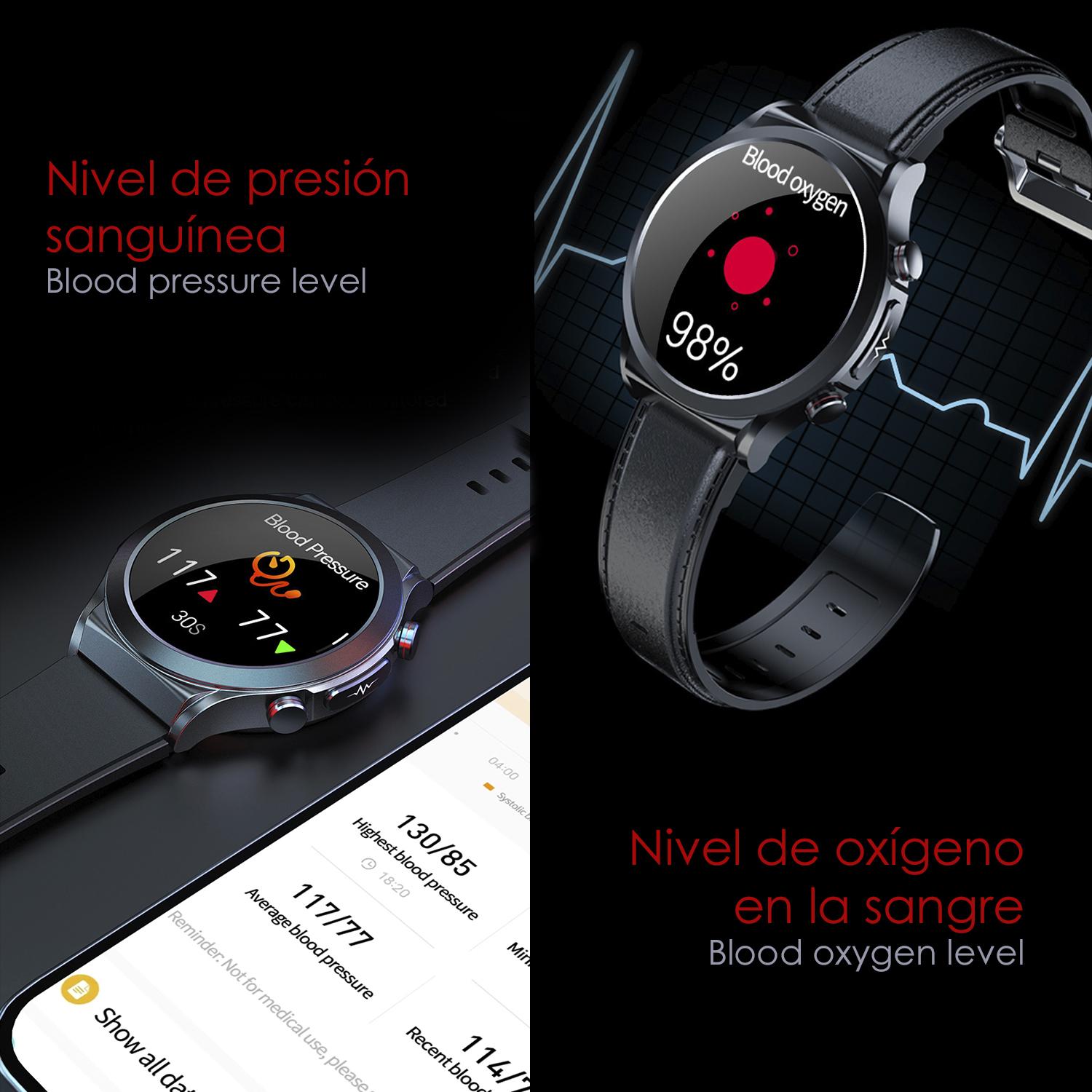 DAM Smartwatch TK21P. Terapia de moxibustión magnética. Ácido úrico y lípidos, ECG , glucosa en sangre, temperatura, O2 y tensión. 4,6x1,2x5,2 Cm. Color: Negro