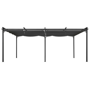 Pergola Marina en acier avec toit rétractable et 6 stores gris 3x6m