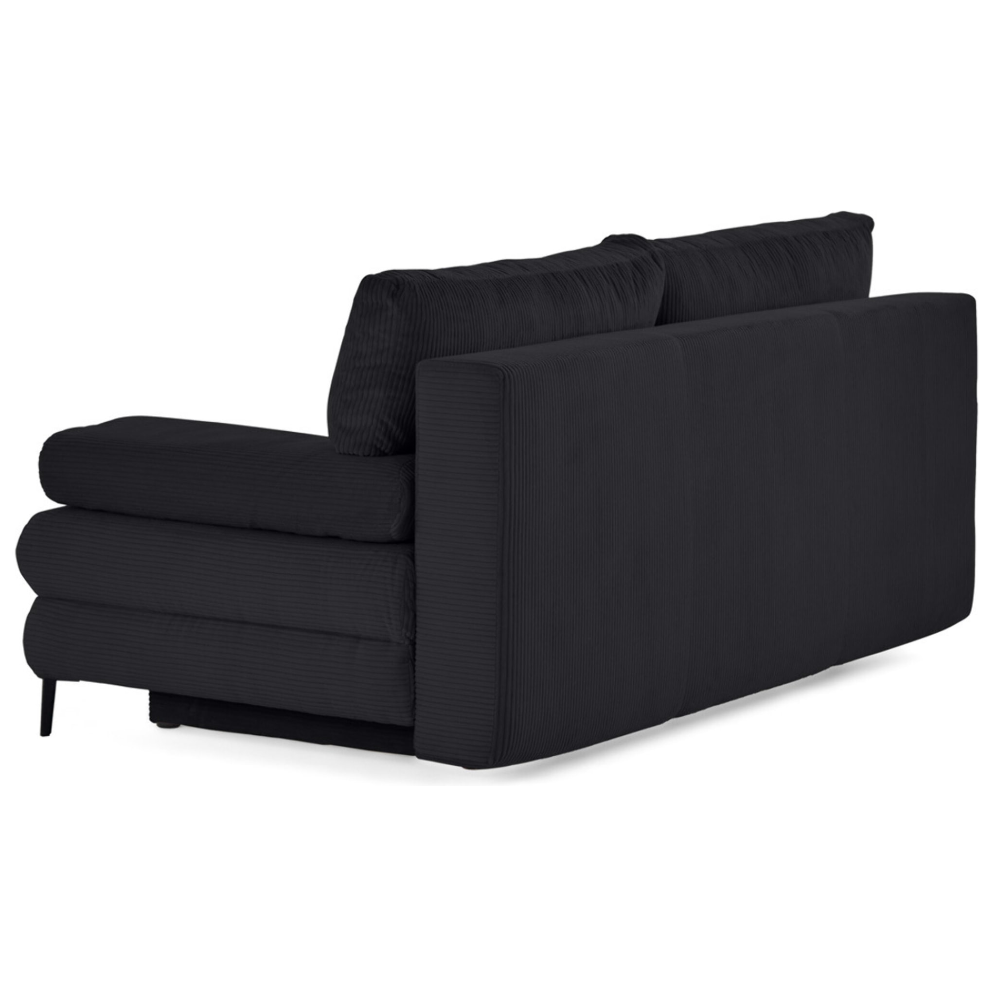 Elton - canapé 3 places convertible avec coffre en velours côtelé - Noir
