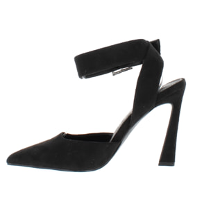 Marina Galanti Scarpe Donna Smooth Eco-Suede Hankle Strap D'Orsay Spool Heeled 90 MG W24A065 Black