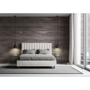 Lit rembourrée coffre 160x200 similicuir blanc Agueda