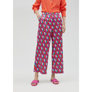Pantaloni palazzo logo multicolore