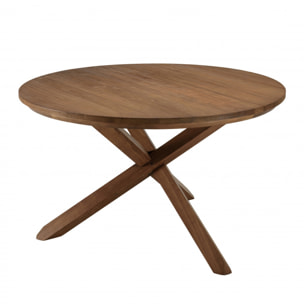 ALIDA - Table à manger ronde 130x130cm en bois de teck recyclé