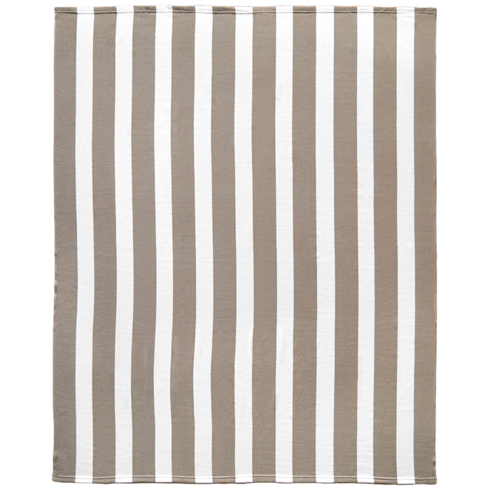 Serviette de plage microfibre - Rayada Taupe - 140x170cm - 220g/m²