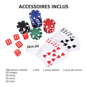 Mallette pro poker coffret complet 30L x 21l x 6,5H cm 200 jetons 2 jeux de cartes + 2 clés aluminium