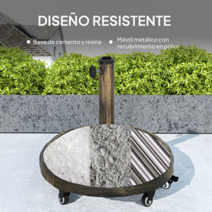 Base para Sombrilla Redonda Soporte para Parasol con Ruedas Pie para Sombrilla Relleno de Cemento Peso 21 kg para Jardín Terraza Bronce